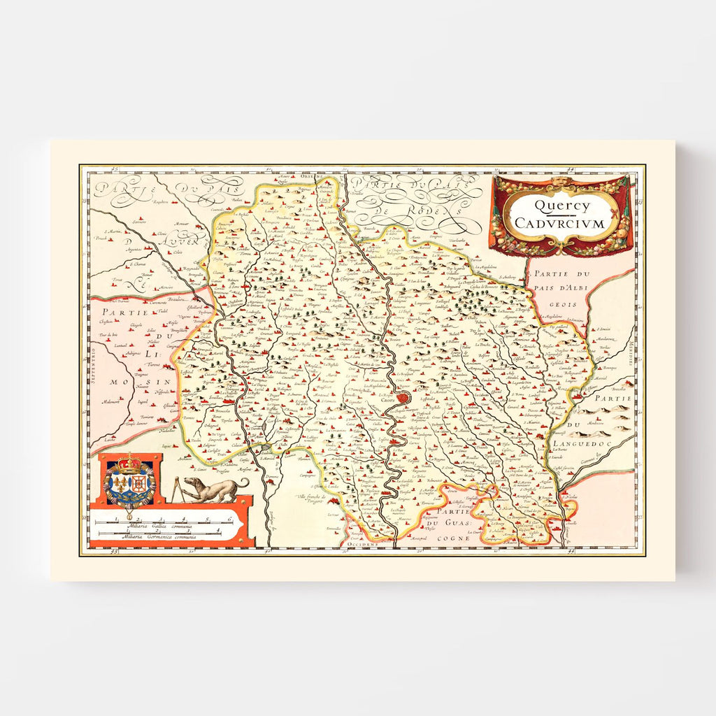 Vintage Map of Quercy France, 1623
