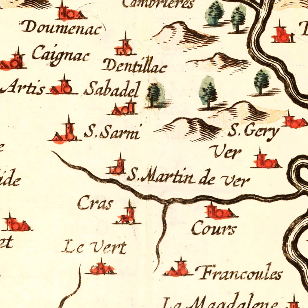 Vintage Map of Quercy France, 1623