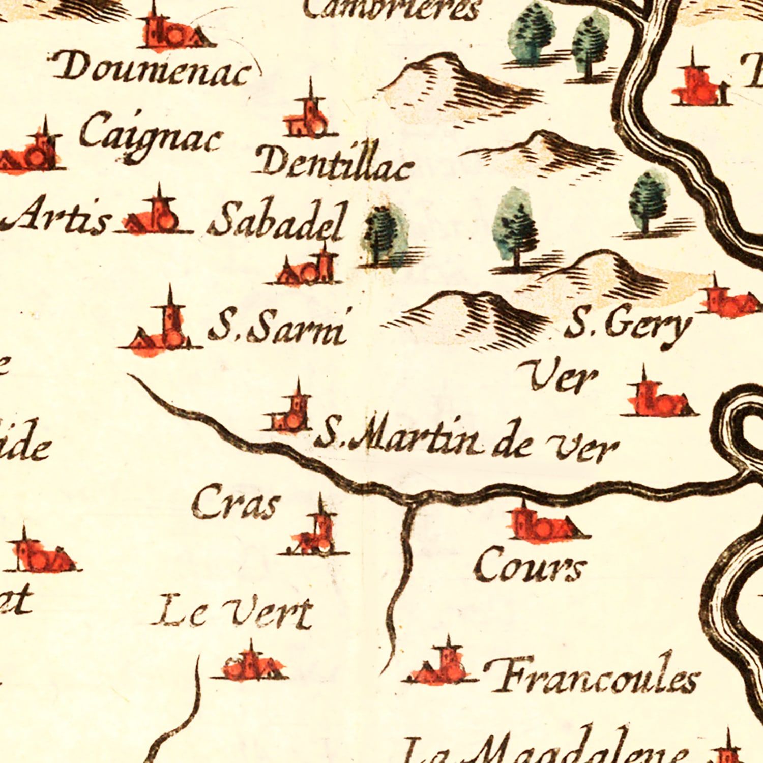 Vintage Map of Quercy France, 1623