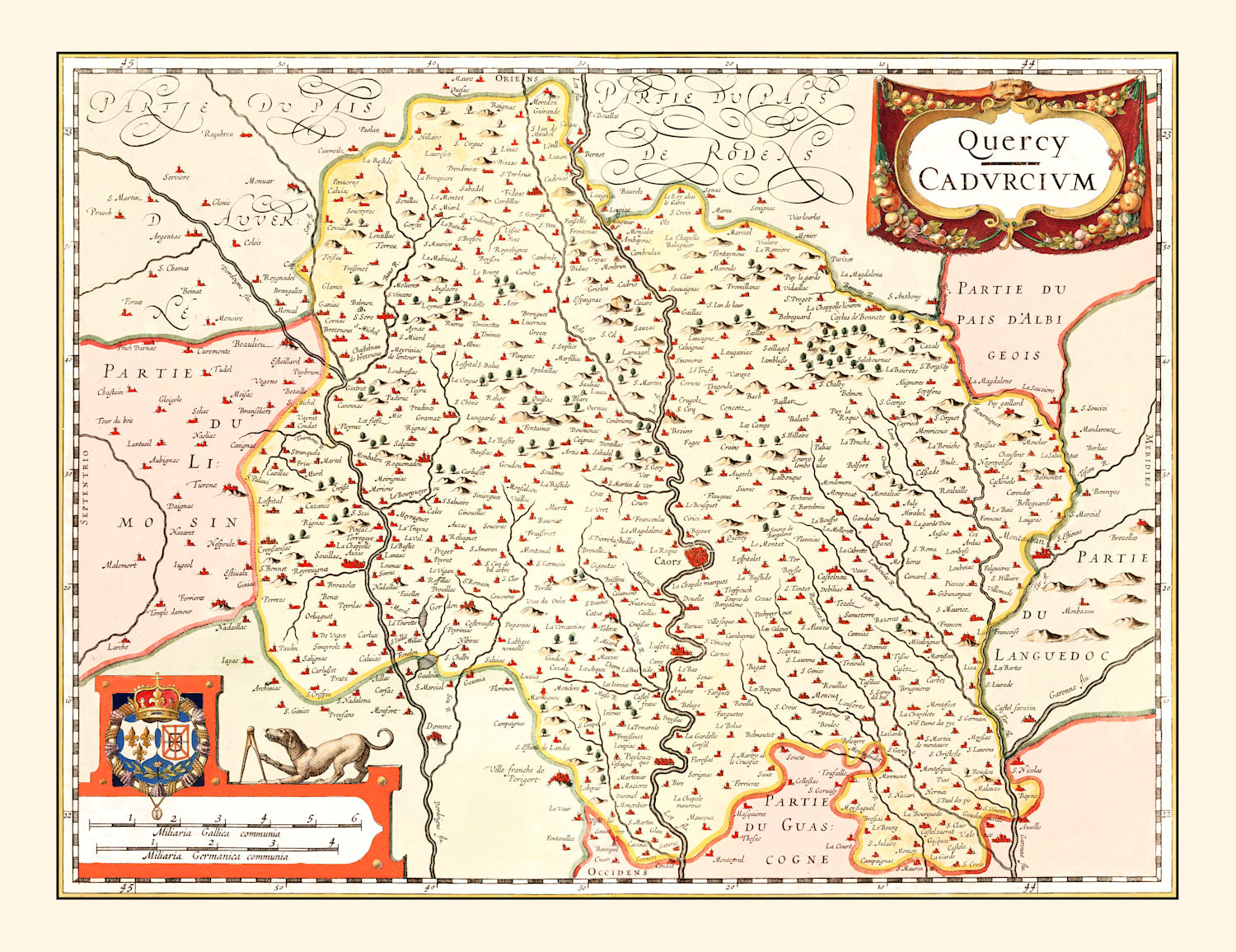 Vintage Map of Quercy France, 1623