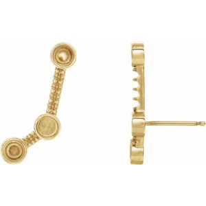 14K Yellow Gold Scattered Cabochon Ear Climber Mounting