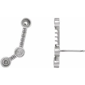 14K White Gold Scattered Cabochon Ear Climber Mounting