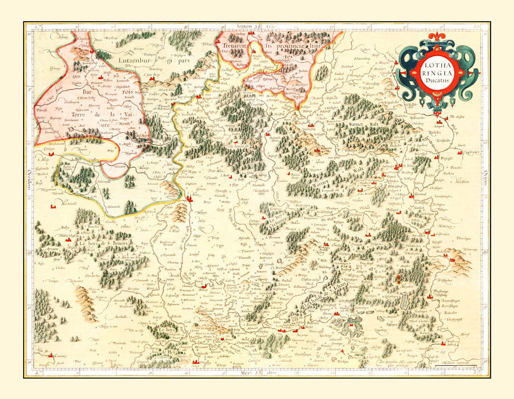Vintage Map of Lorraine France, 1623
