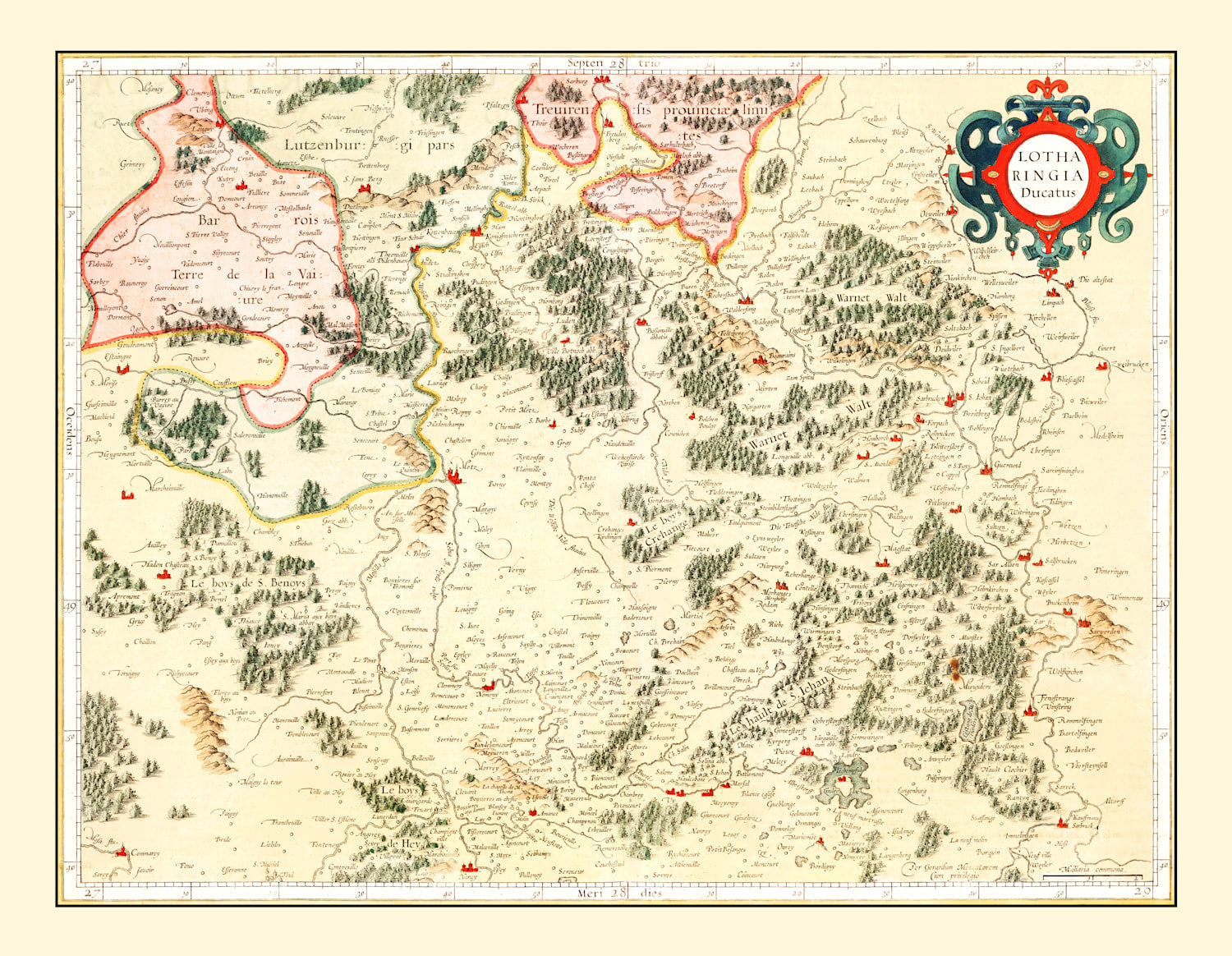 Vintage Map of Lorraine France, 1623