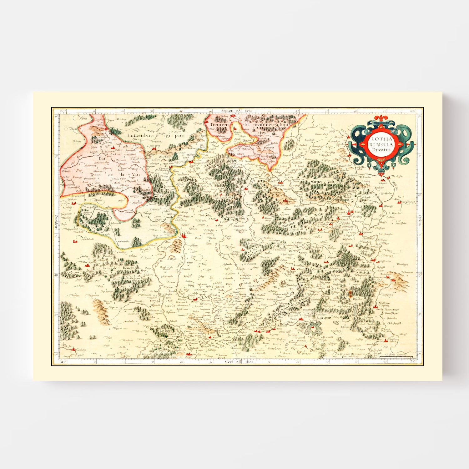 Vintage Map of Lorraine France, 1623