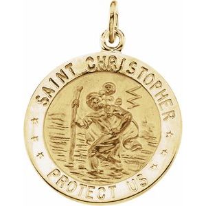 18K Yellow Gold 22 mm St. Christopher Medal