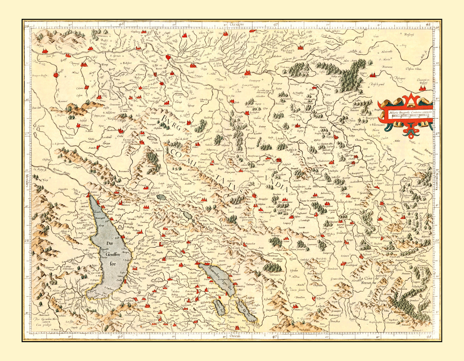 Vintage Map of Burgundy France, 1623