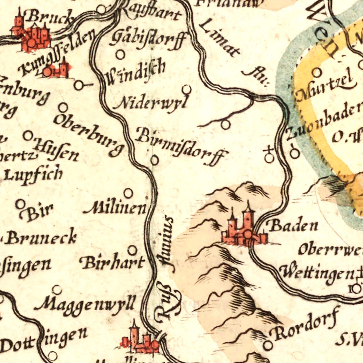Vintage Map of Switzerland, 1623