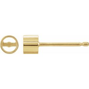18K Yellow Gold 3 mm Round Bezel-Set Earring Mounting