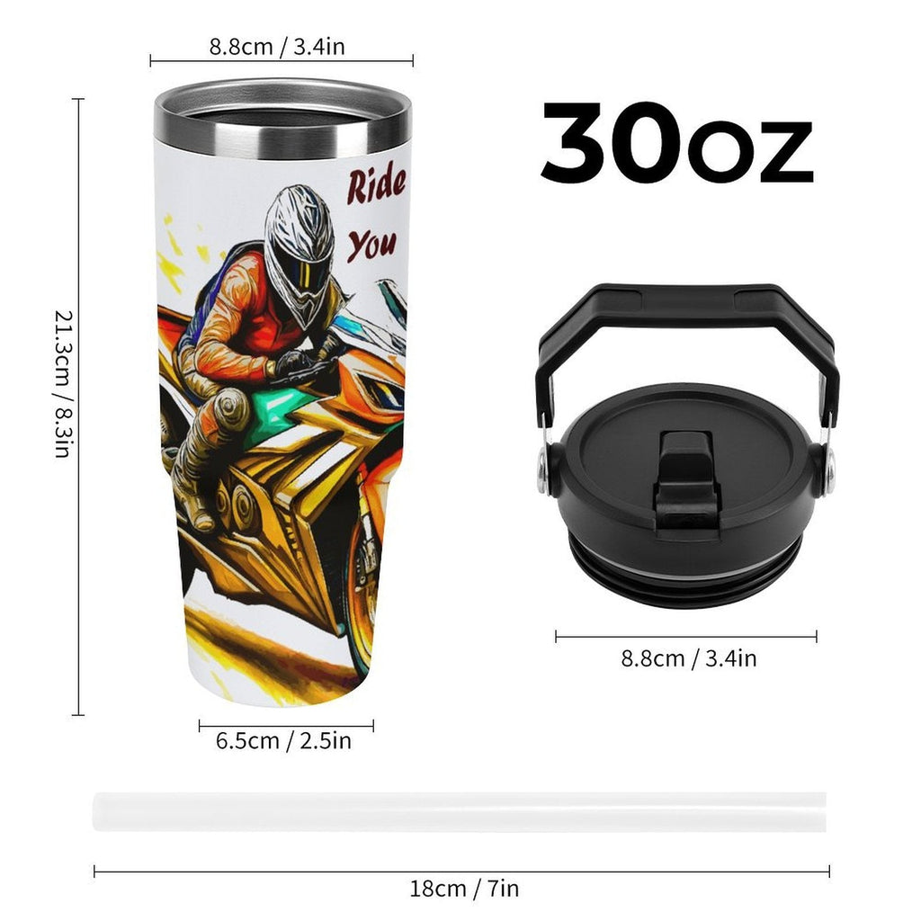 Racing Motorcycle 30 oz Stainless Steel Water Bottle Tumbler