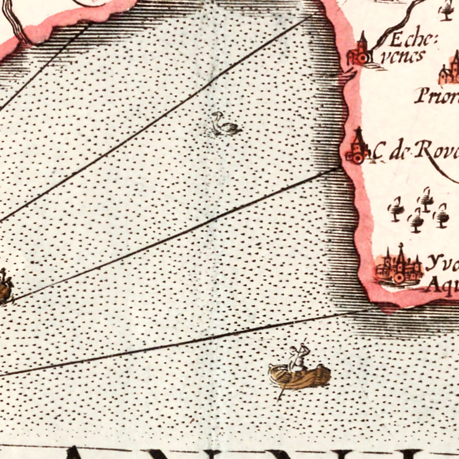 Vintage Map of Lake Geneva, 1623