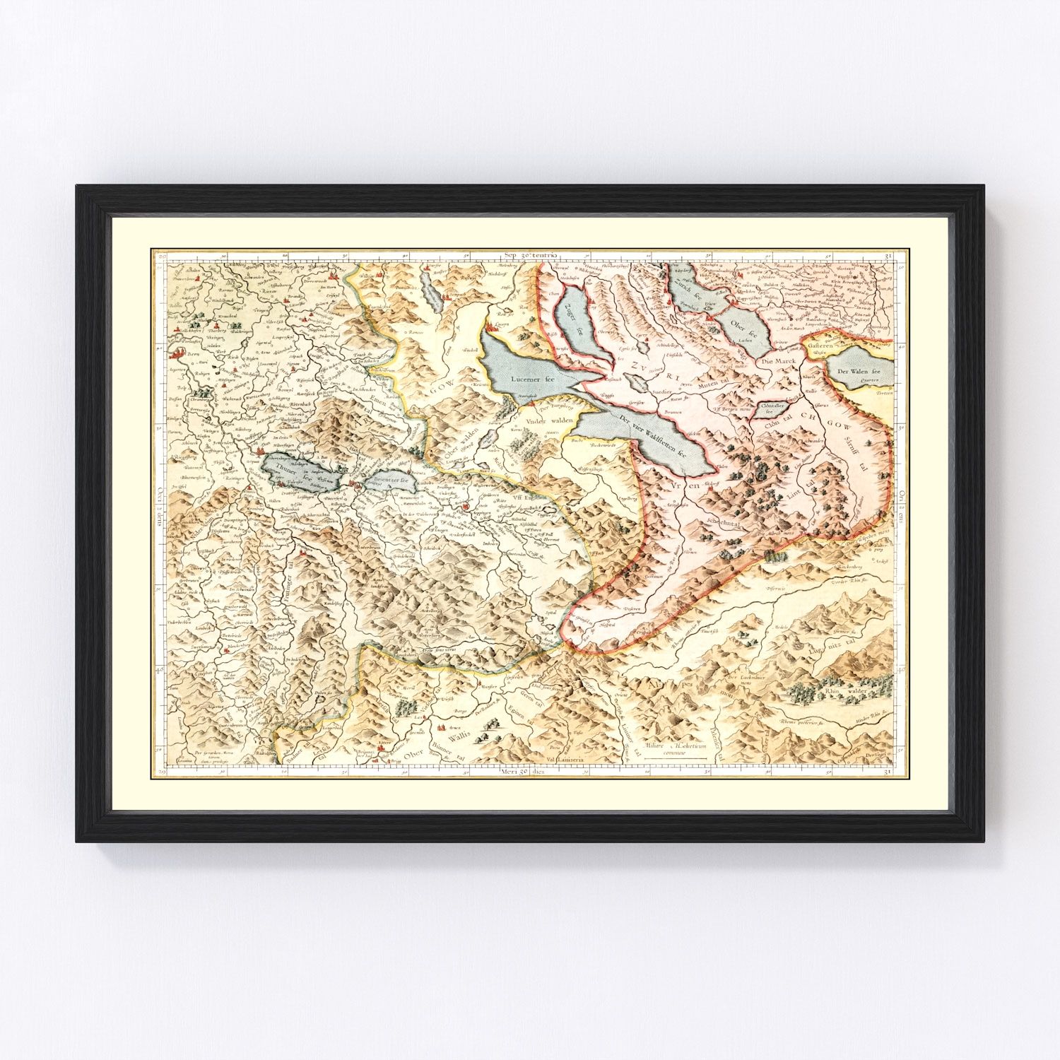 Vintage Map of Switzerland 1623