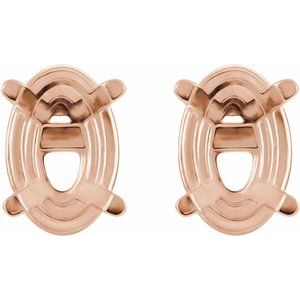 14K Rose Gold 3x2.3 mm Oval 4-Prong Lightweight Earring Mounting – image 2
