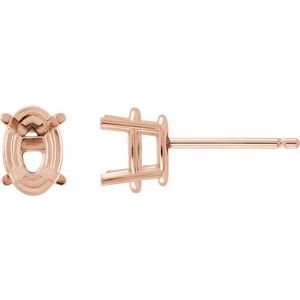 14K Rose Gold 7x5 mm Oval 4-Prong Lightweight Earring Mounting