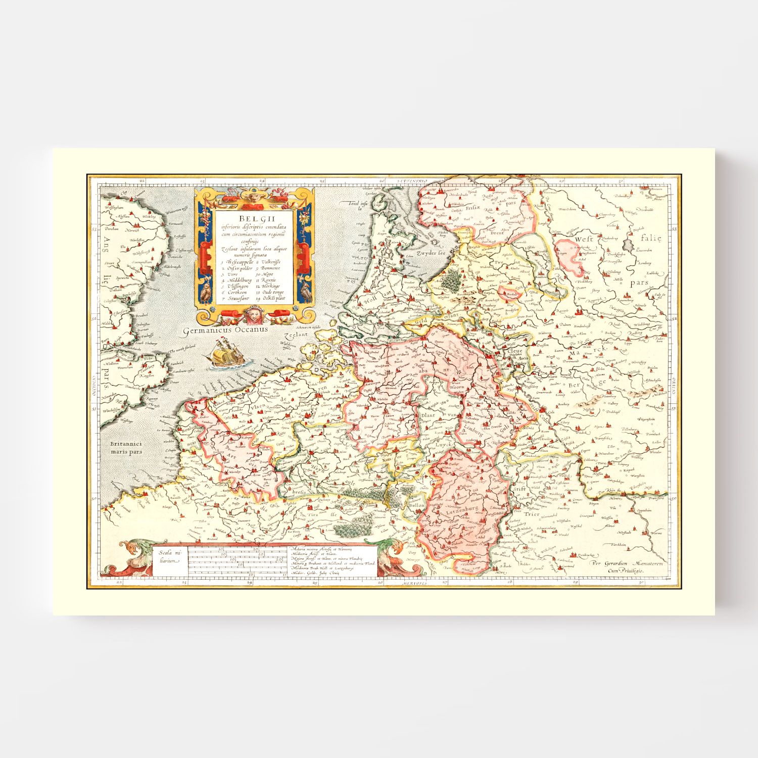 Vintage Map of Belgium 1623