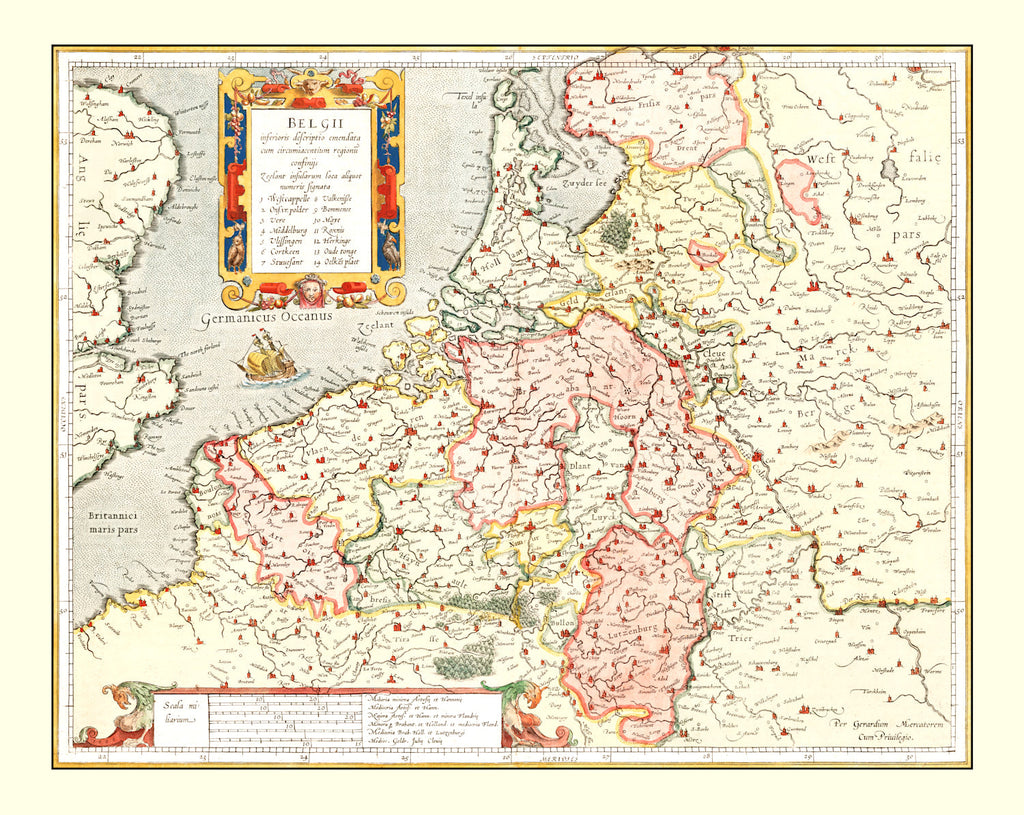 Vintage Map of Belgium 1623
