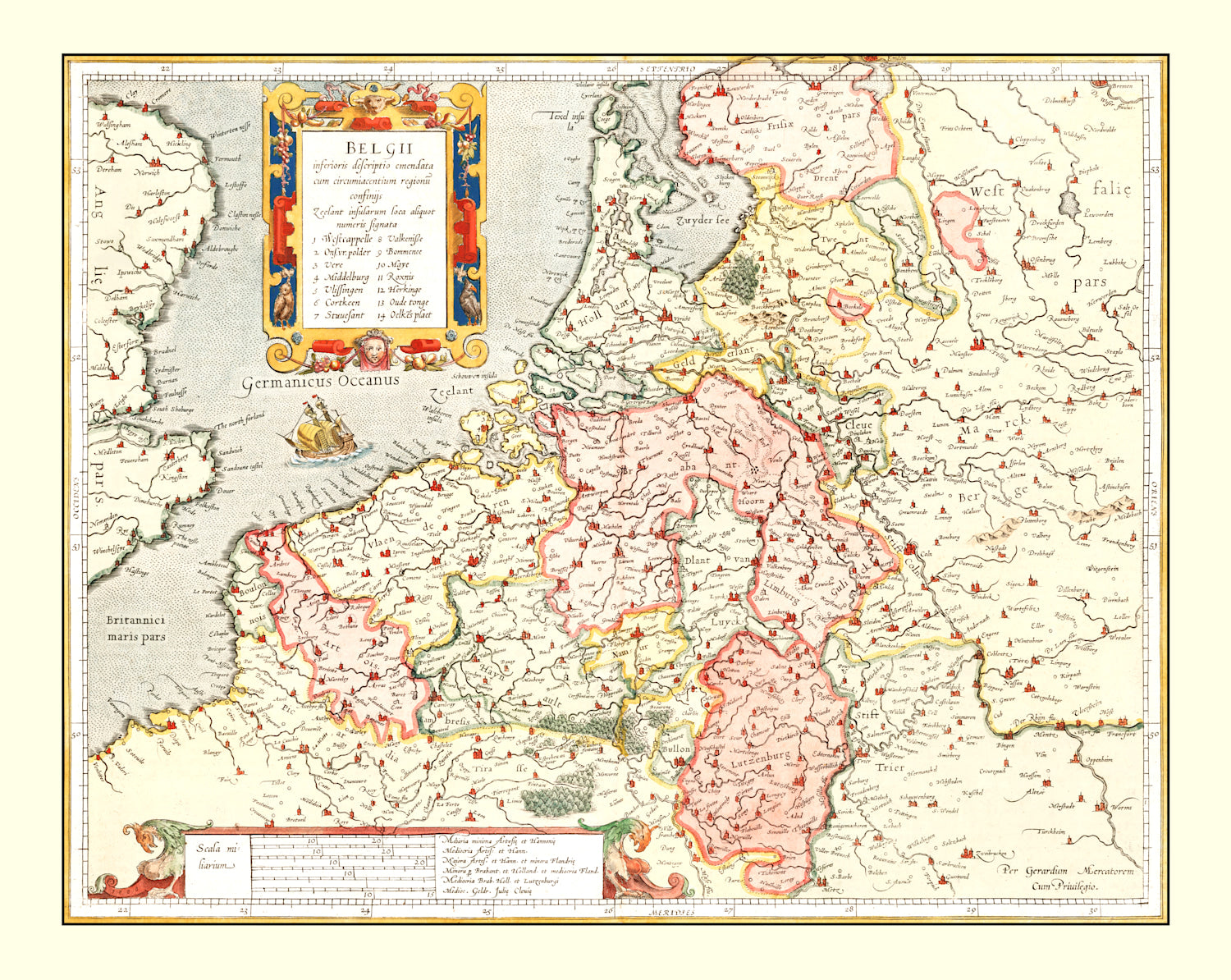 Vintage Map of Belgium 1623