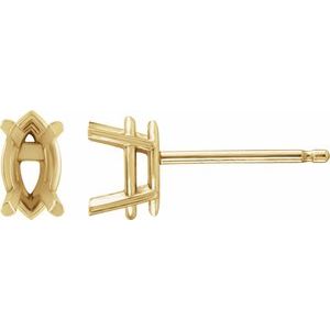 10K Yellow Gold 11.5x6 mm Marquise 4-Prong Stud Earring Mounting