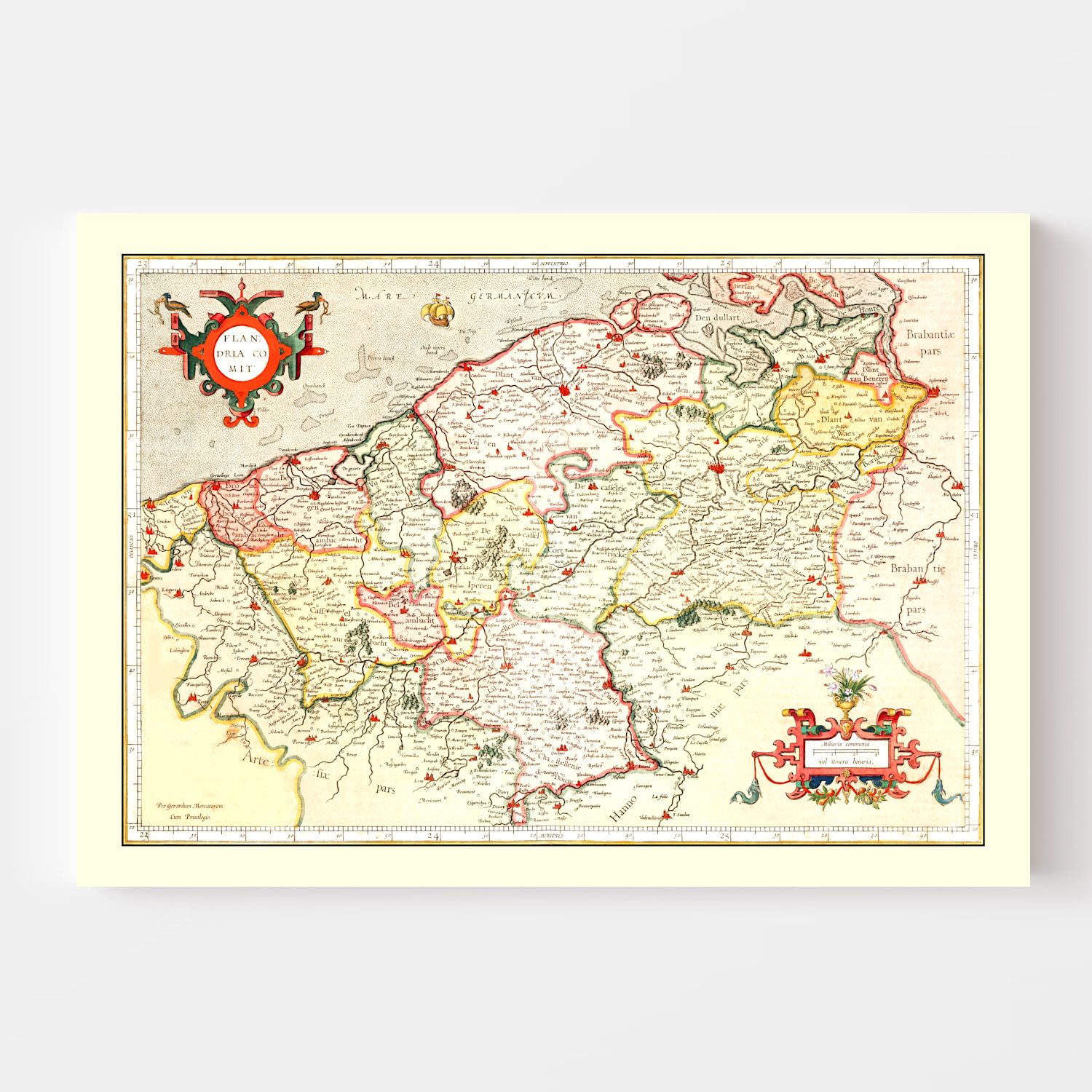 Vintage Map of Flanders 1623
