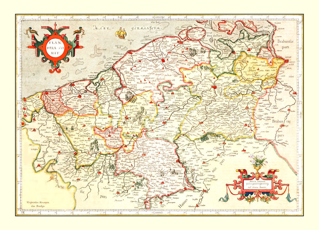 Vintage Map of Flanders 1623