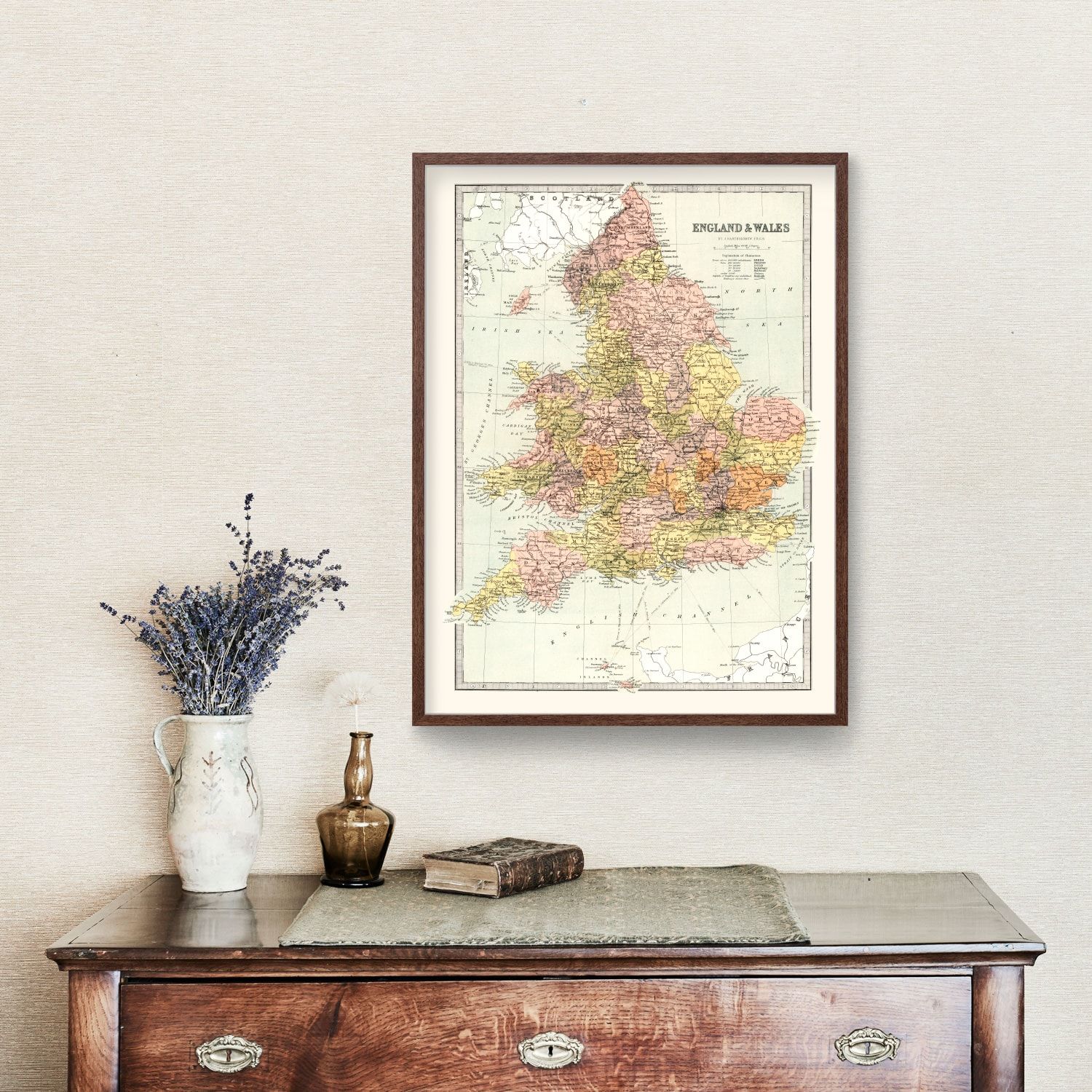 Vintage Map of England & Wales 1871