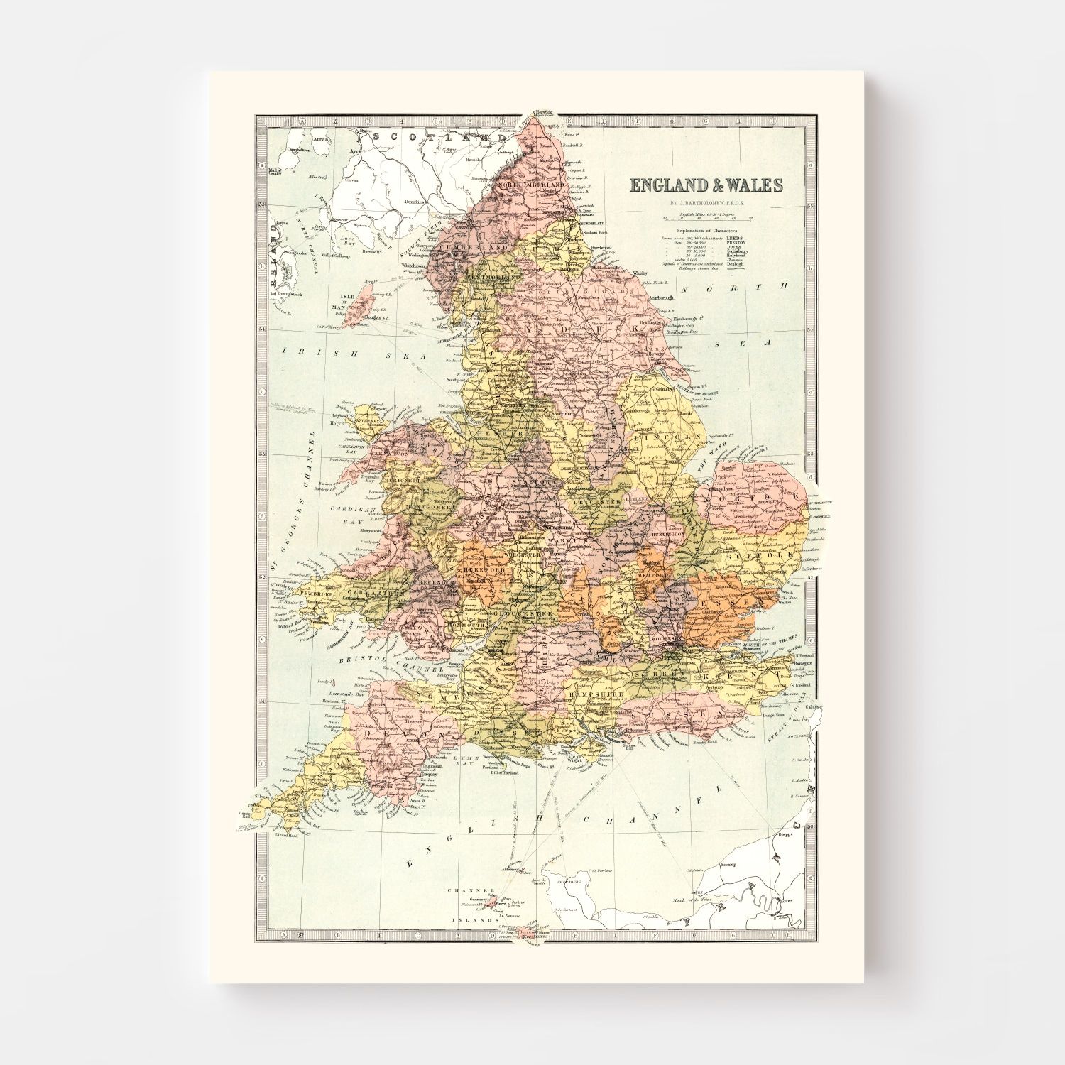 Vintage Map of England & Wales 1871