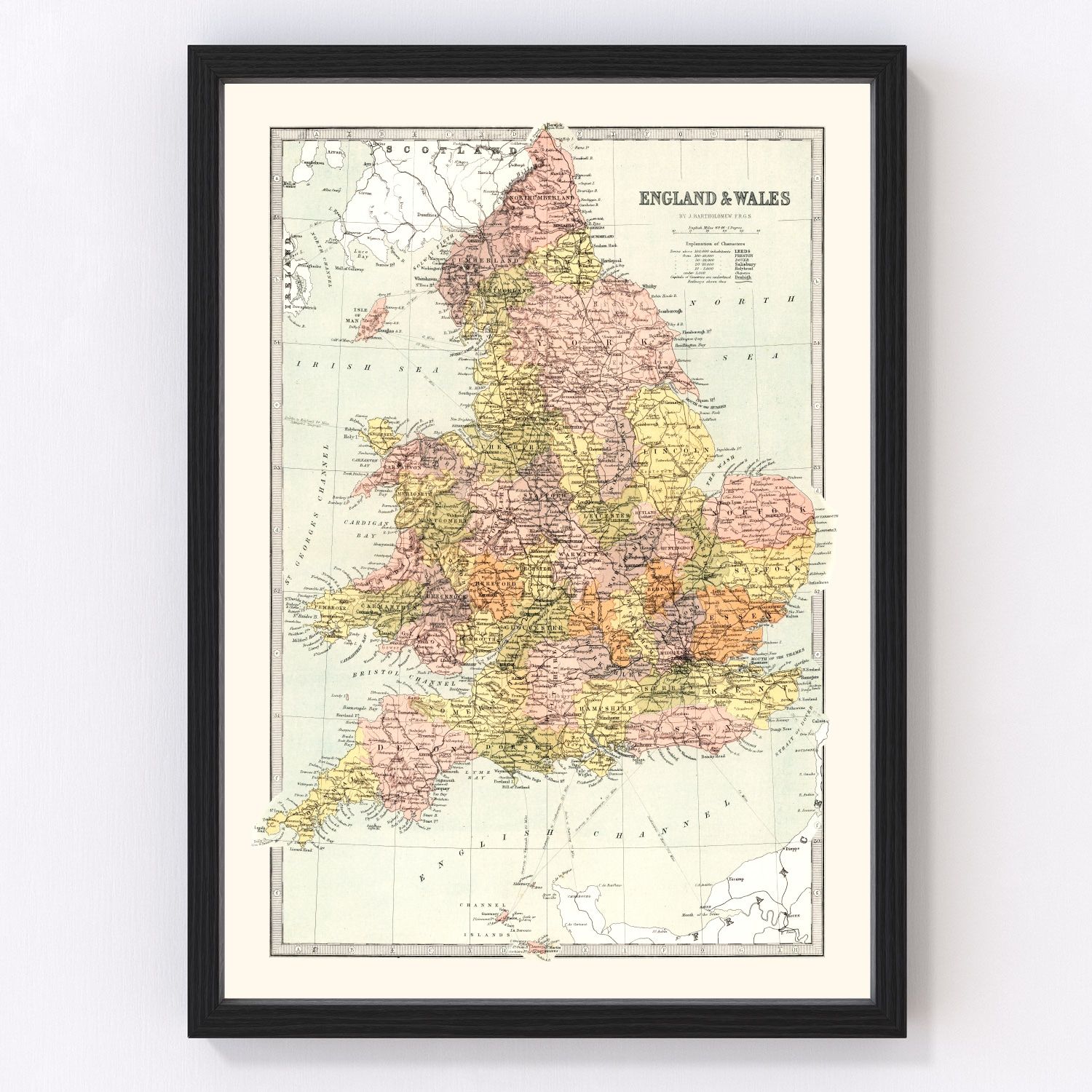 Vintage Map of England & Wales 1871