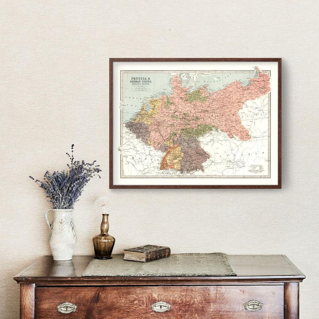Vintage Map of Prussia, Netherlands & Belgium 1871