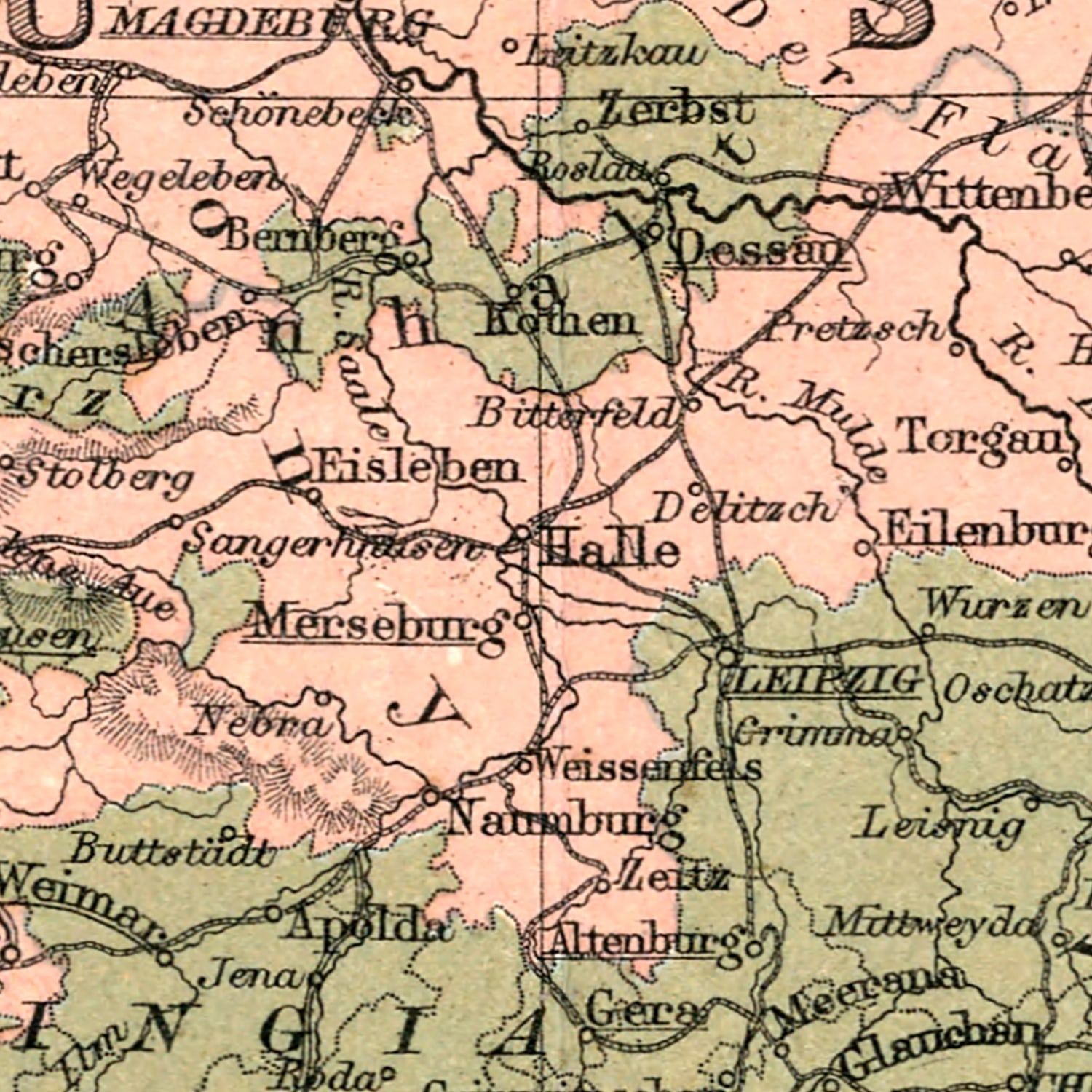 Vintage Map of Prussia, Netherlands & Belgium 1871