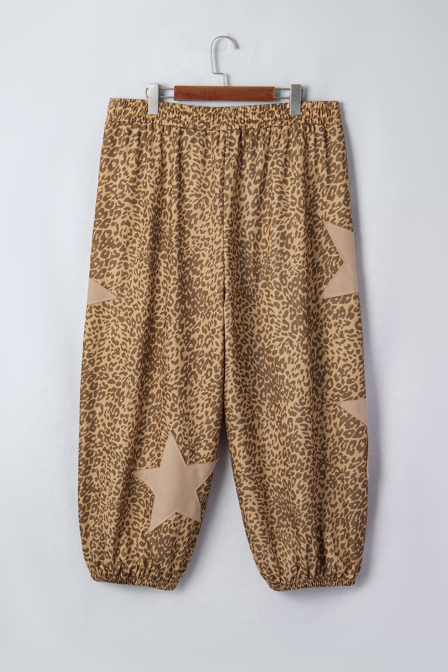 Plus Size Leopard Star Patch Jogger Pants