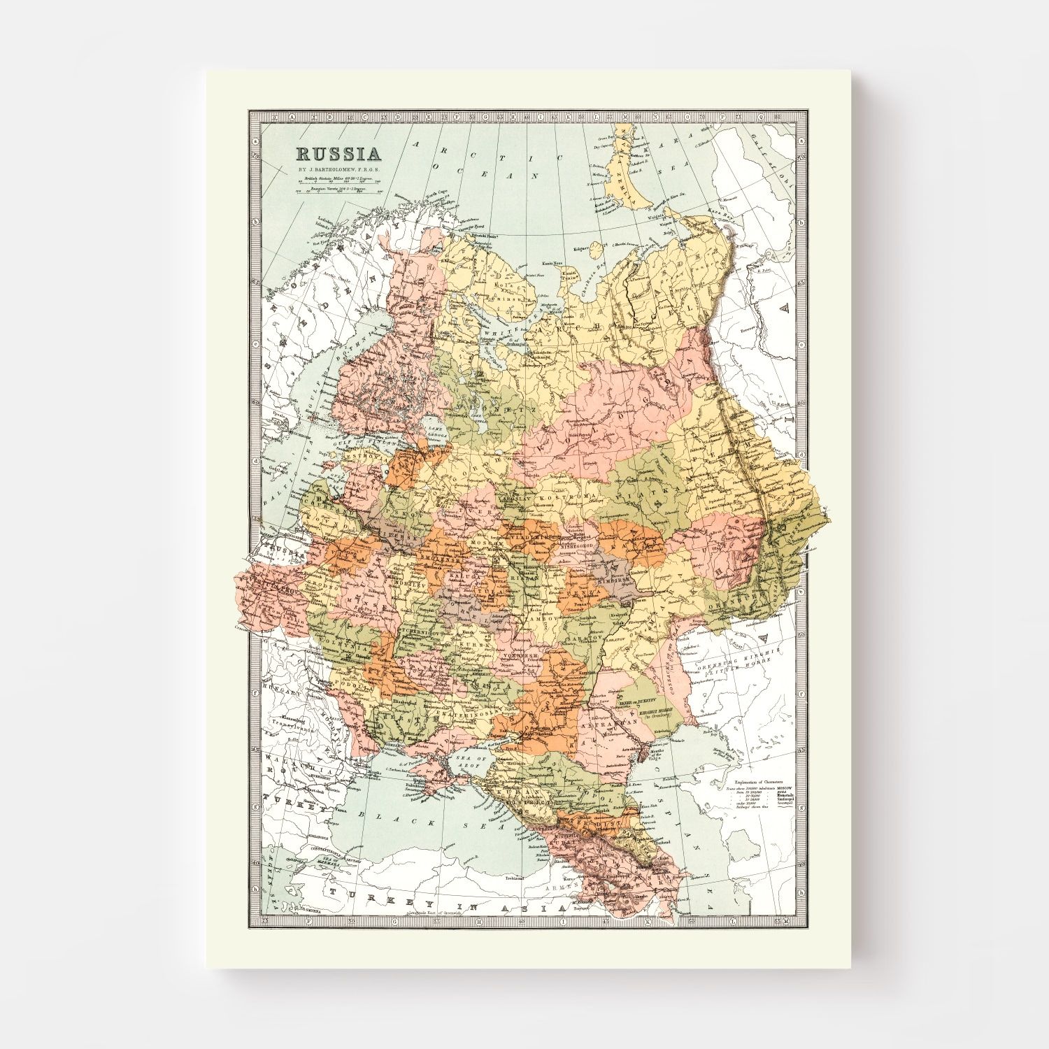 Vintage Map of Russia 1871