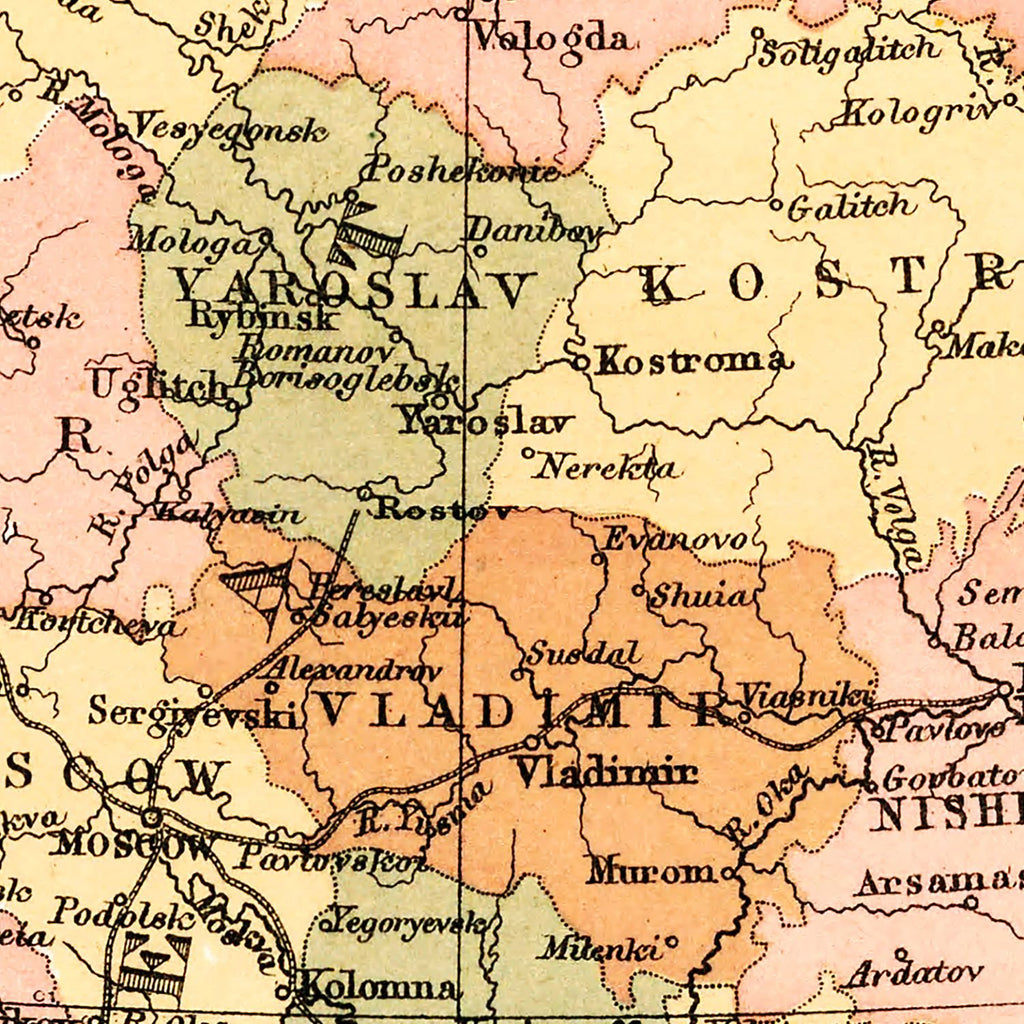 Vintage Map of Russia 1871