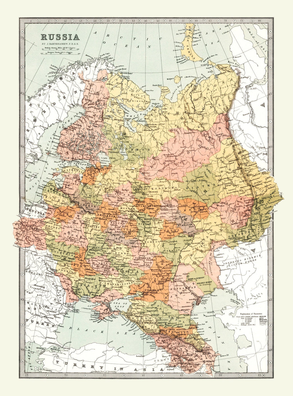 Vintage Map of Russia 1871
