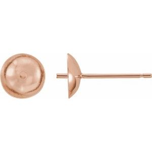 14K Rose Gold Earring Mounting for 8-10 mm Pearl