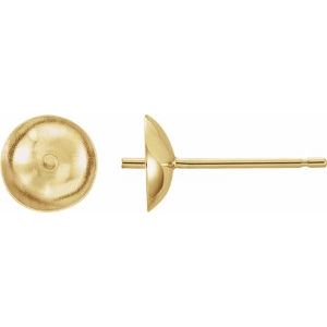 14K Yellow Gold Earring Mounting for 8-10 mm Pearl