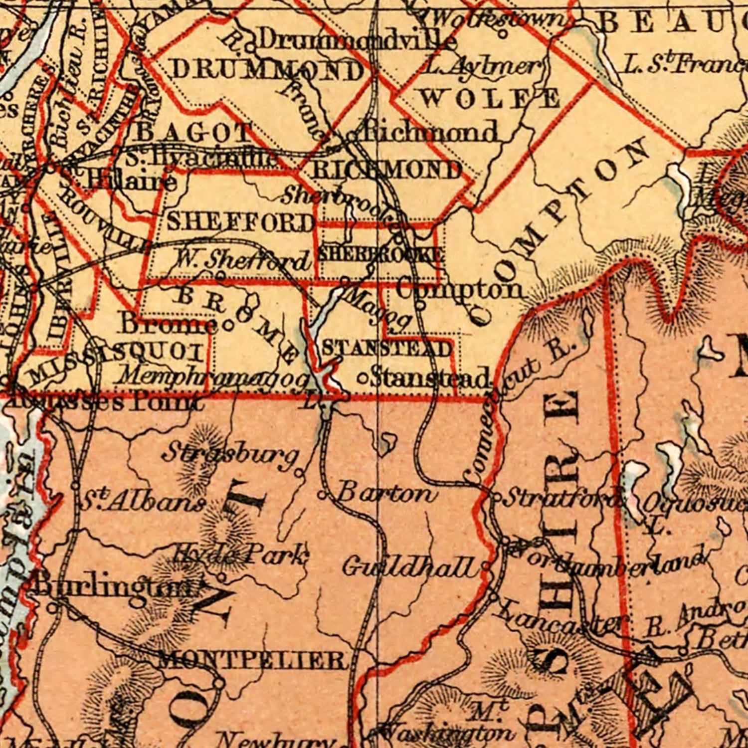 Vintage Map of Canada & Northern United States 1871