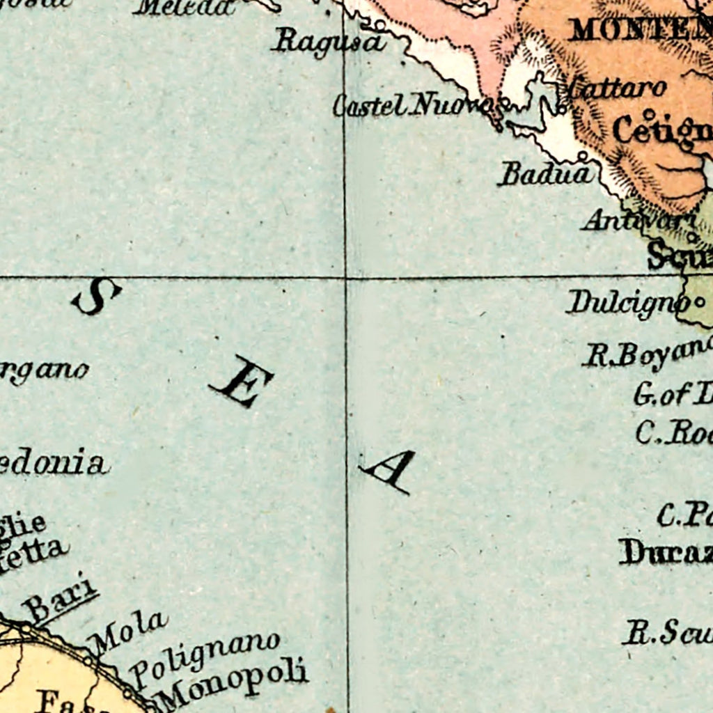 Vintage Map of Italy, Turkey & Greece 1871