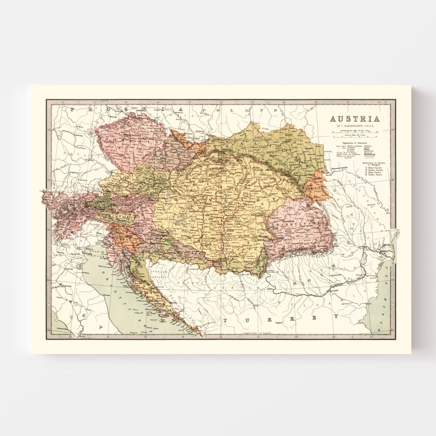 Vintage Map of Austria 1871