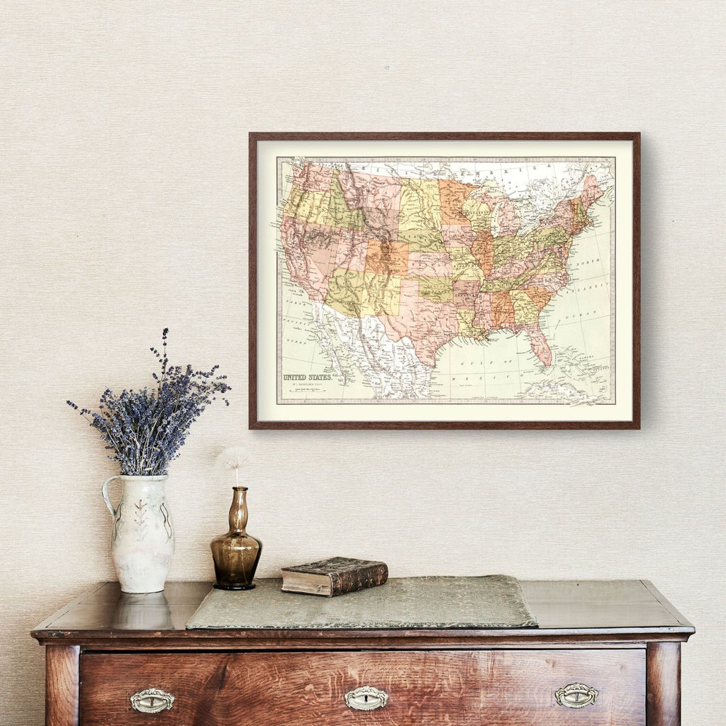 Vintage Map of United States 1871