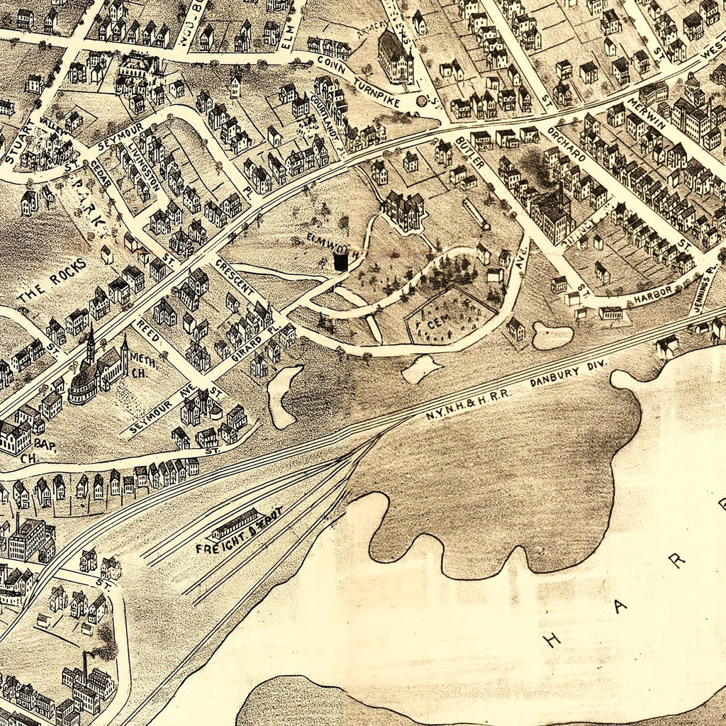 Vintage Map of Norwalk, Connecticut 1899