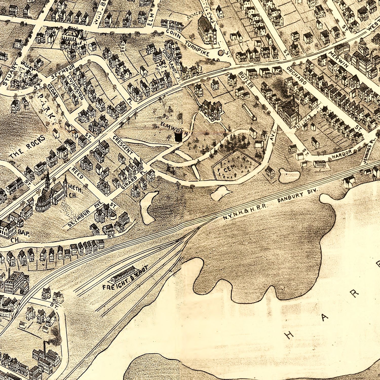 Vintage Map of Norwalk, Connecticut 1899
