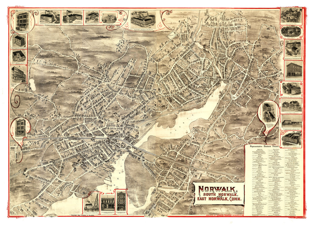 Vintage Map of Norwalk, Connecticut 1899