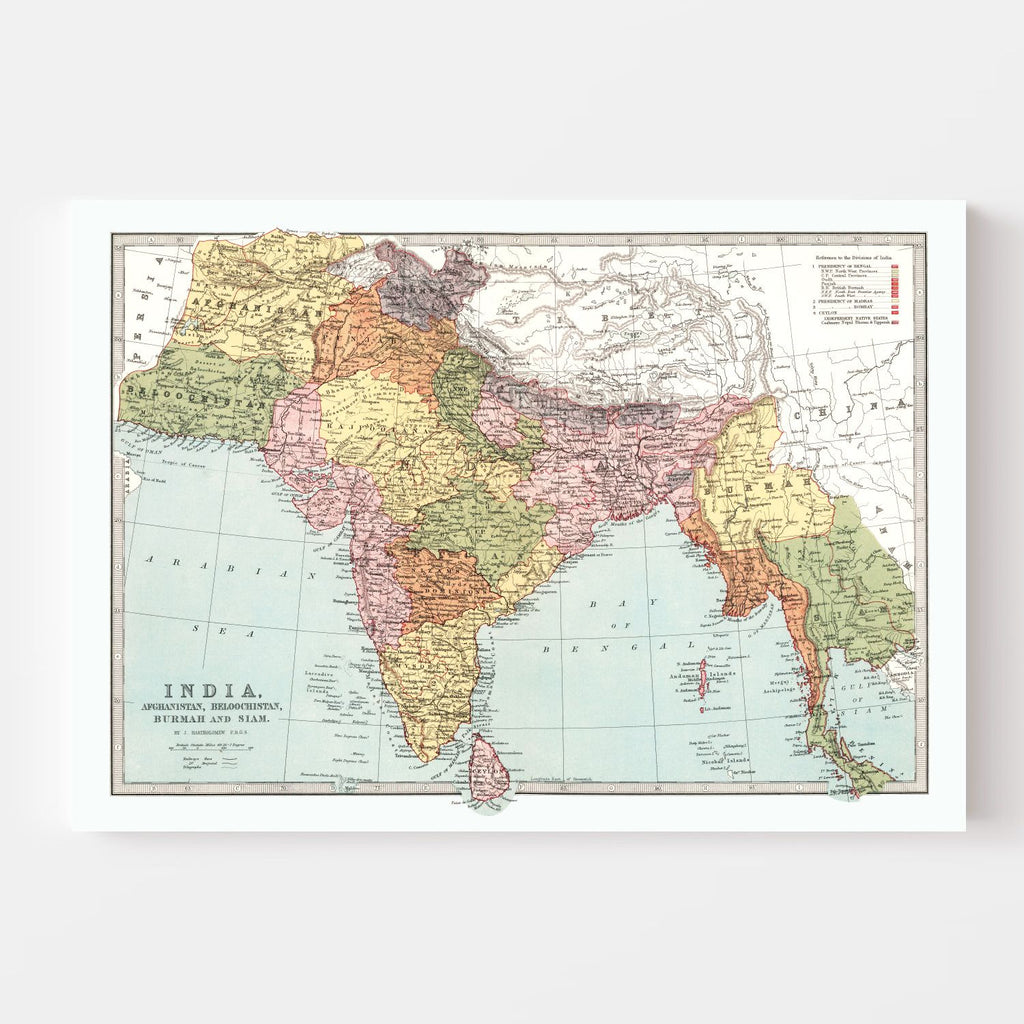 Vintage Map of India 1871