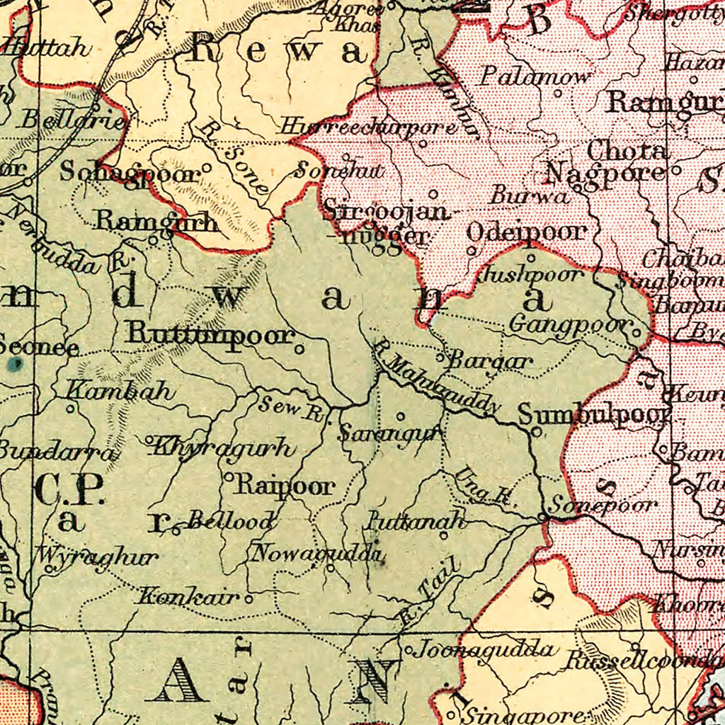 Vintage Map of India 1871