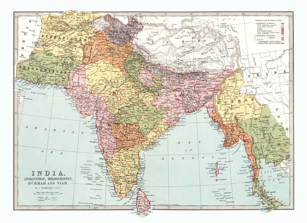 Vintage Map of India 1871