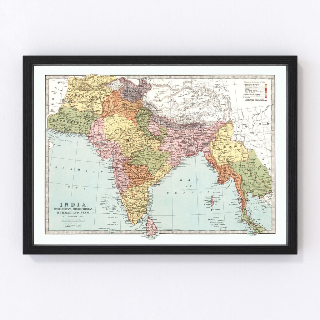 Vintage Map of India 1871