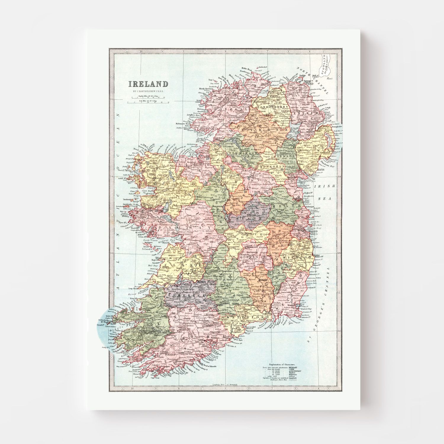 Vintage Map of Ireland 1871