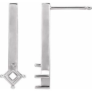 Platinum Bar Drop Earring Mounting