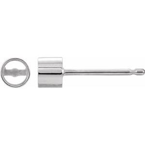 14K White Gold 5 mm Round Bezel-Set Earring Mounting