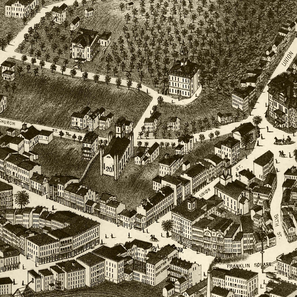 Vintage Map of Norwich, Connecticut 1876